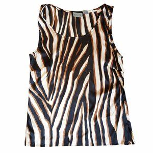 Chico’s Silk-Feel Animal Print Sleeveless Top Workwear Chic Blouse Size 0 Small